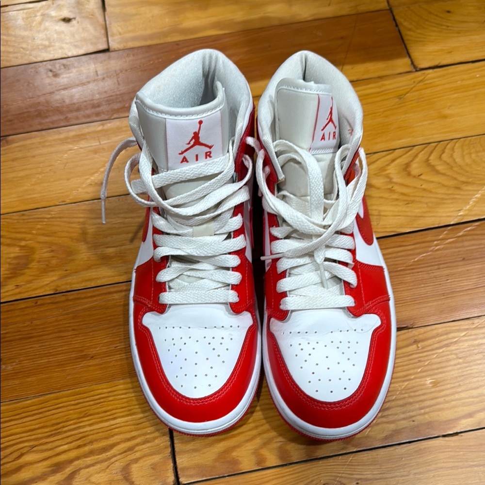 Nike Red and White High-Top Sneakers